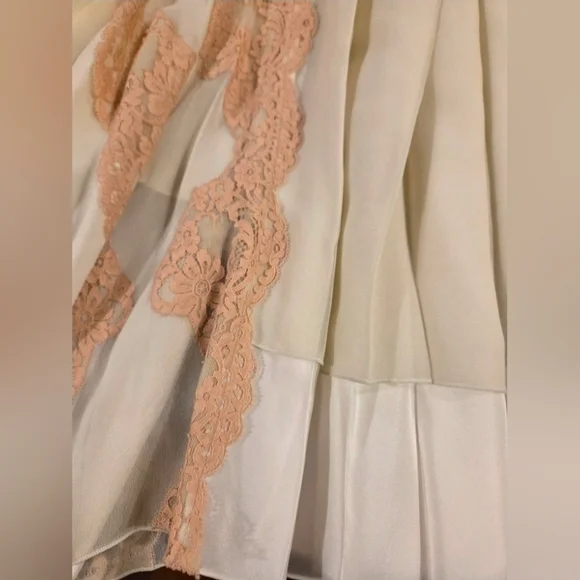 Chloé Silk Chiffon Lace Trim Pleated Midi Skirt – NWT, Size FR 38 Ivory - Picture 12 of 16